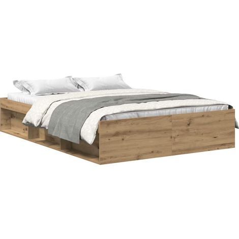Estructura de cama sin colchón roble artesanal 160x200 cm vidaXL (1/5)