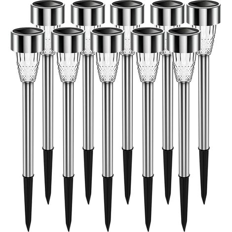Dekorative Solarleuchten für den Außenbereich, 10 Stück, wasserdicht für 8 Stunden, verformungsbeständiger Edelstahl (silber) (1/5)