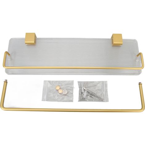 Étagère flottante avec porte-serviettes mural en acrylique et aluminium, pour salle de bain, salon, cuisine, chambre, 40 cm / 15,7 pouces (1/5)