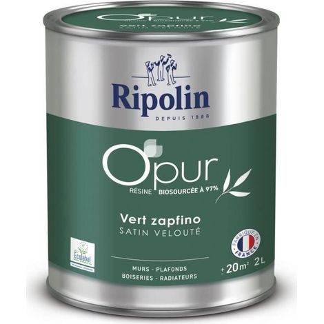 O'PUR Wand-, Holz- und Heizkörperfarbe - RIPOLIN - 472187 - Zapfino-Grün - Satin-Velours - 2 L