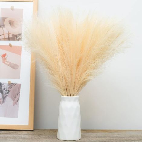 Herbe de pampa artificielle 45 cm, lot de 5 tiges beige, pour arrangement floral, déco maison et mariage. (1/5)