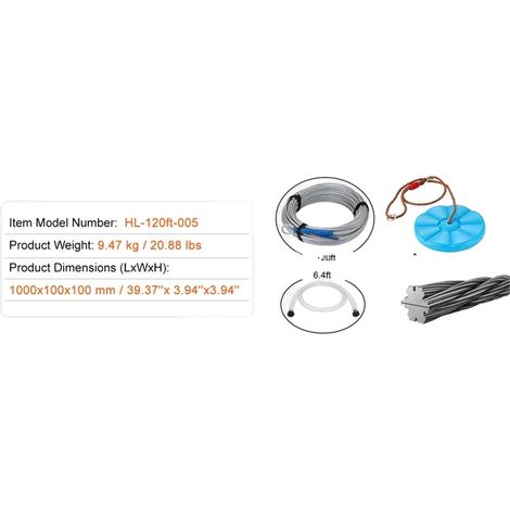Kit de Zipline, Harnais de Sécurité, Construction Durable, 80ft (1/2)