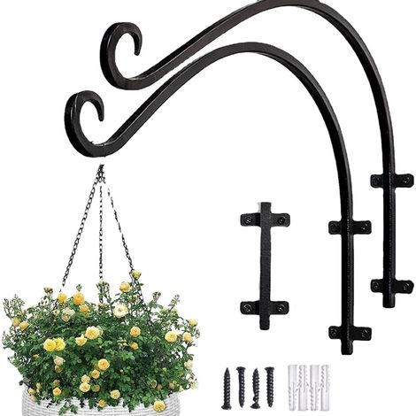 MINKUROW Soporte Para Plantas Montado En La Pared De 2 Piezas Soporte Para Colgar Plantas Al Aire Libre Gancho Para Cestas Colgantes Soporte De Soporte Para Comedero De Pájaros De Hierro Forjado Resis (1/5)