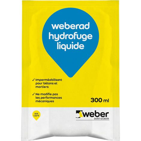 Weber Saint-Gobain Imperméabilisation des mortiers et bétons, 300ml, Liquide, Weberad hydrofuge (1/4)