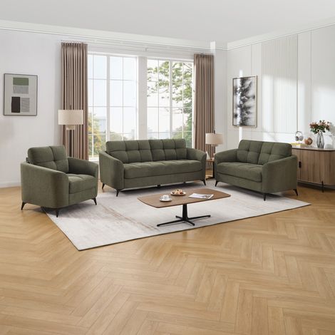 Solna 1+2+3 Seater Scandi Style Fabric Living Room Sofa Set (Green) (1/5)