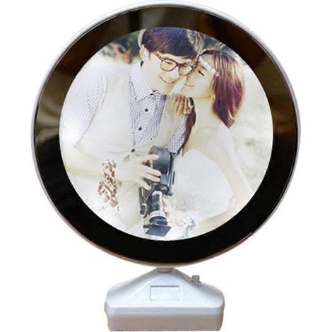 Cadre photo lumineux LED multifonction créatif avec miroir, porte-photos de mariage, décoration artistique pour la maison (noir et blanc)-25X20CM-White (1/3)