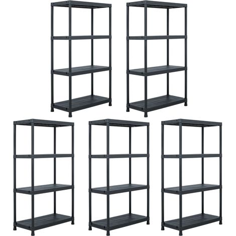Scaffali portaoggetti da 5 pezzi 60 x 30 x 138 cm plastica nera 020000674 (1/5)