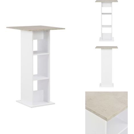 Table de bar Blanc et béton 60x60x110 cm - Table De Bar - Table Haute - Table Bistro - Meuble Bar - Décoration Intérieure (1/5)