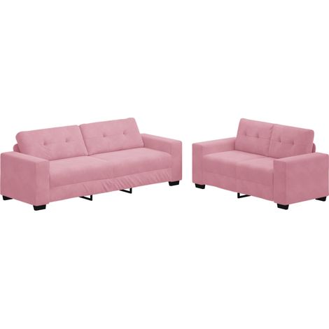 Sofá 2 uds. Rosa Terciopelo vidaXL (1/5)