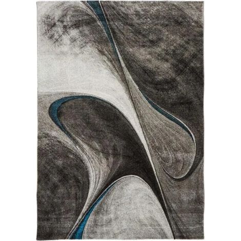 tapis salon 120x170 tissé noir rectangle motif géométrique (1/5)