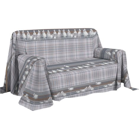 Telo arredo cotone Fantasia Pecorelle copritutto grandfoulard Made in italy Singolo - Grigio (1/3)