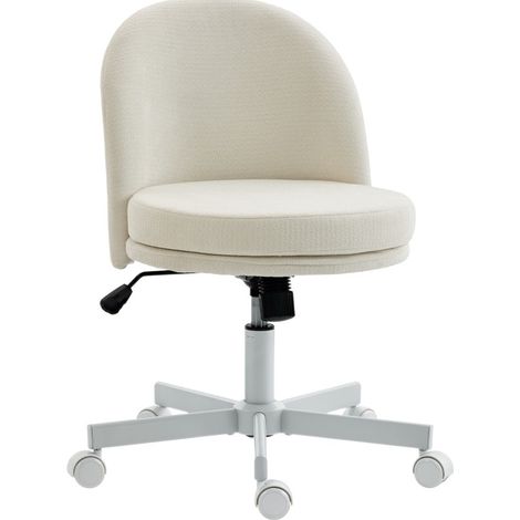 Sedia da ufficio regolabile in altezza effetto ciniglia con funzione dondolo crema MODENUIT (1/5)