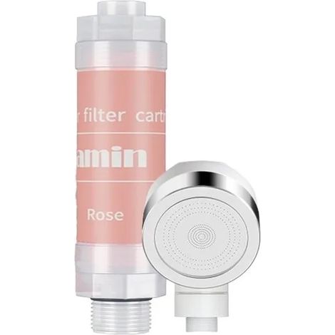 Pommeau de douche à la lavande (Rose-Head) avec filtre à eau, déchloration et vitamine C, parfumé, anti-calcaire et impuretés. (1/5)