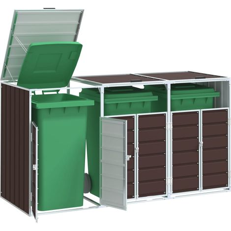 Mülltonnenbox für 3 Tonnen Braun 216x81x115 cm Stahl