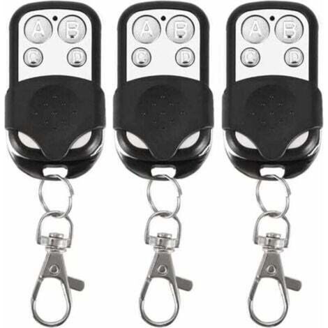 Lot de 3 télécommandes universelles pour portes automatiques, fréquence 433MHZ, code fixe, 4 boutons, pour jusqu'à 4 portes. (1/4)