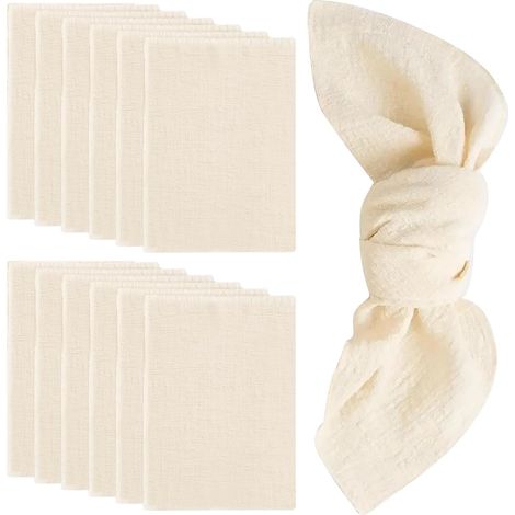 12 Pièces Serviette en Gaze De Coton Beige, Lavable Et Réutilisable Serviette Gaze De Coton, Serviette De, Table en Tissu pour Les Fêtes De Mariage Dîners Cafés (1/5)