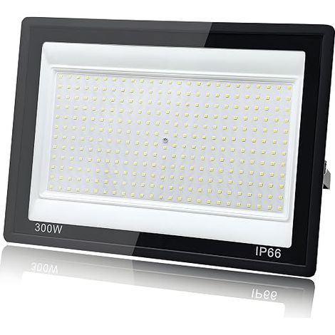 Outdoor LED Floodlight, 300 W, 1 m Cable Cool White 6500 K LED Floodlight, IP66 Waterproof, for Gardens, Terraces, Yards, Balconies, Parks, Garages, Factories, Square (1/5)