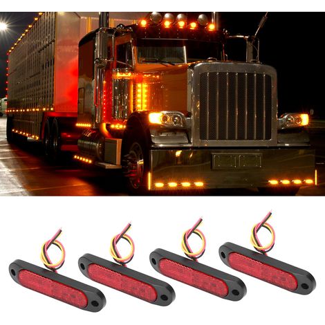 Feux latéraux à réflecteur LED pour camping-car, 27 LED MK-201 (vendus par lot de 4) (emballage sous film à bulles), rouges (1/5)