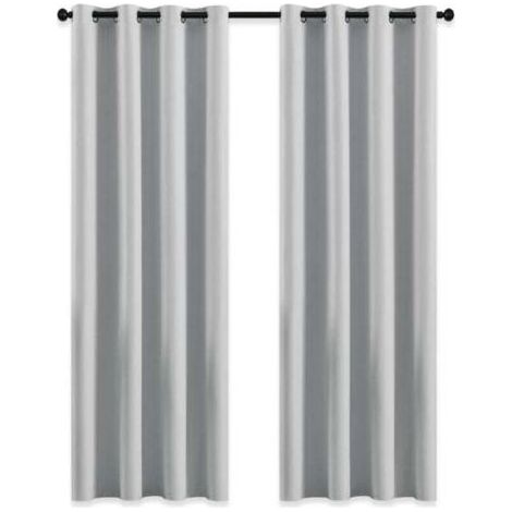 Rideau Occultant - Rideaux d'Extérieur pour Jardin Pergola à Oeillets Lumière Bloquer Isolant Thermique Décoration pour Tonnelle, L 132 x H 213 cm, Gris Blanc, 2 PCs (1/4)