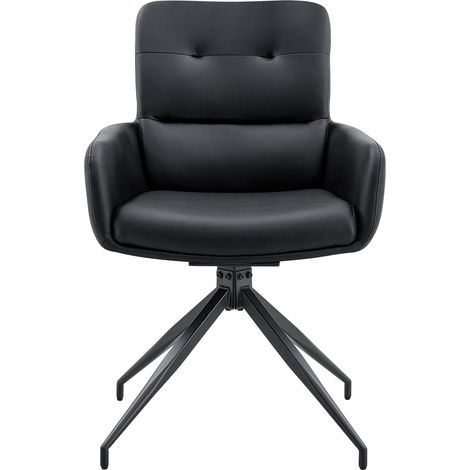 Set 2 sedie da pranzo girevoli 360° in PU nero con gambe in metallo nere MODENUIT (1/5)