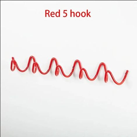 Gancio rosso con 5 ganci a forma di onda  Montaggio a parete semplice in metallo  Ideale per riporre oggetti in camera da letto/ingresso/armadio