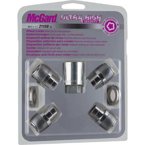 4 ECROUS ANTIVOL SL MCGARD M12X1.5/ PLAT/ LONG. 15/35MM/ Ø21MM
