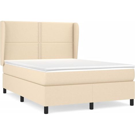 Maison Exclusive - Giroletto a Molle con Materasso Crema 140x19 cm in Tessuto