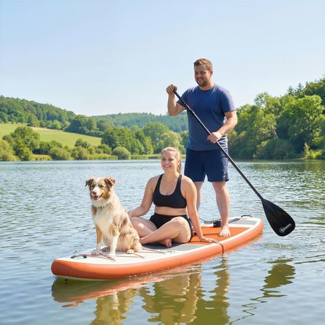Stand Up Paddle Gonflable Planche de SUP Pagaie Réglable Pompe et Sac 160kg pour Débutant et Famille 320x82cm Orange
