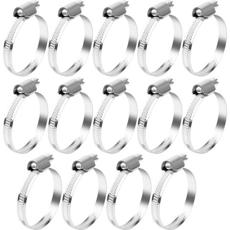 14 Pièces Collier de Serrage Inox(32-50mm)Tuyau Ajustable Acier Inoxydable Collier Serrage Métallique pour la Plomberie,l'Automobile et les Applications Mécaniques (1/5)
