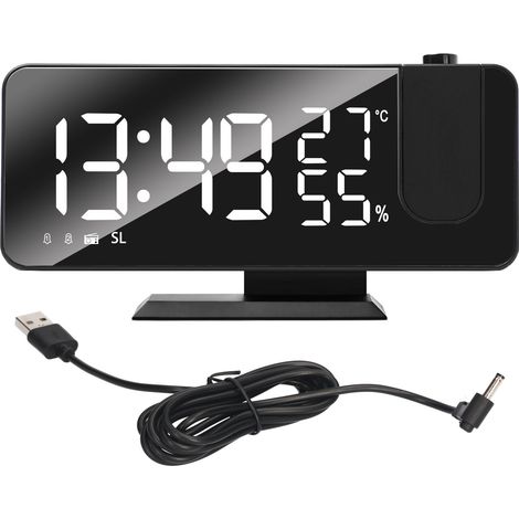 Réveil à projection numérique avec grand écran LED et radio-réveil puissant à double alarme pour enfants et personnes âgées qui dorment lourdement (1/5)