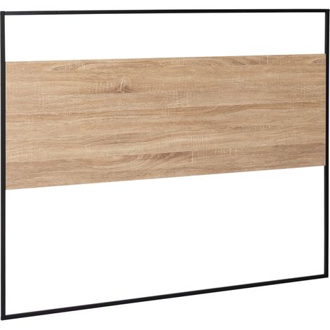 Idmarket – Tête de lit murale 145 cm – Bois et métal noir – Design industriel – Fixations murales incluses – Compatible lits 140 cm