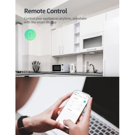 Prise Européenne Smart Home, 2 prises Alexa, compatible avec Alexa & Google Home, avec télécommande, commande vocale et minuterie (1/4)
