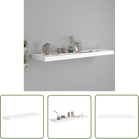 The Living Store Étagère murale flottante blanc 90x23,5x3,8 cm MDF - Étagère Murale - Étagère Flottante - Décoration Murale - Rangement Mural - Meuble Design (1/5)