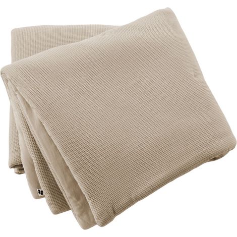 Chemin de lit 90x200cm en coton nid d'abeille coloris Ficelle - ALMARA
