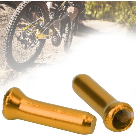 50 embouts de câble de frein de vélo en alliage d'aluminium, sertis pour câble de dérailleur, accessoires de vélo, couleur or (1/5)