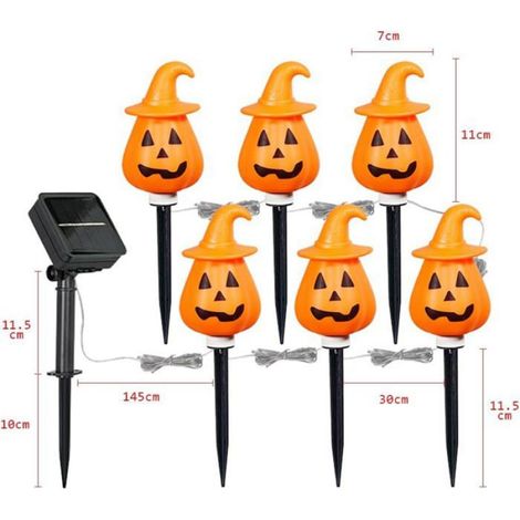 6 Lampes Solaire Citrouille Halloween, Lumiere Decoration Halloween Exterieur, pour Jardin,Balcon,Pelouse (1/4)