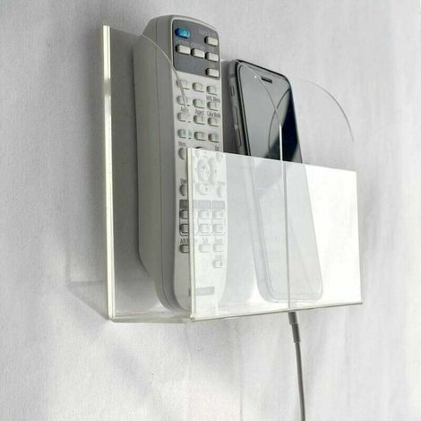 Organisateur de télécommande transparent, boîte de rangement murale pour télécommande, 2 compartiments (1/5)