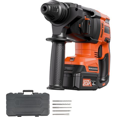 Mophorn Martillo rotativo inalámbrico brushless de 20V, kit de herramienta eléctrica SDS-Plus de 1 pulgada con batería de iones de litio y cargador, 4 modos, 1200 RPM, 5300 BPM (1/5)