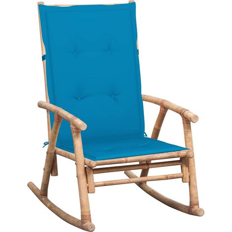 vidaXL Silla mecedora con cojín bambú (1/4)