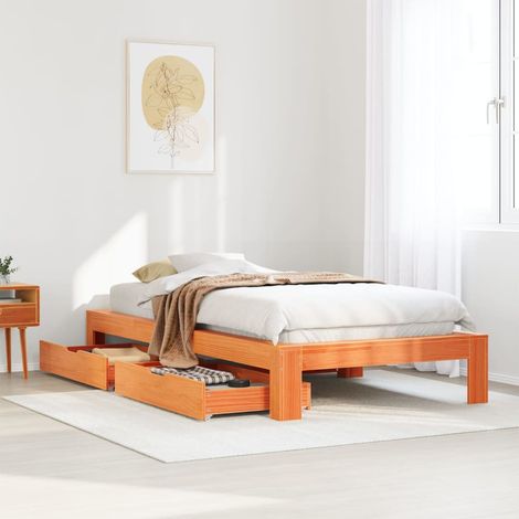 Giroletto senza Materasso Marrone Cera 90x200 cm Massello Pino vidaXL (1/5)