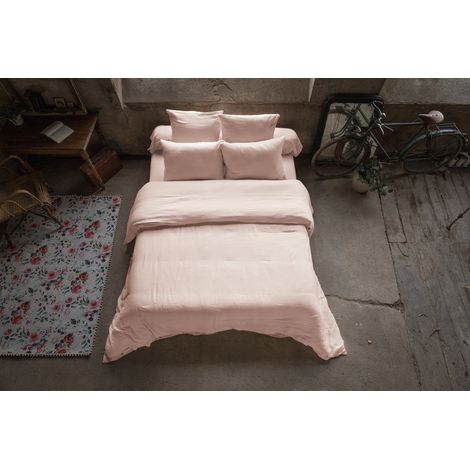 Housse de couette 260 x 240 cm – Double gaze de coton – Collection Gaïa – Coloris Rose