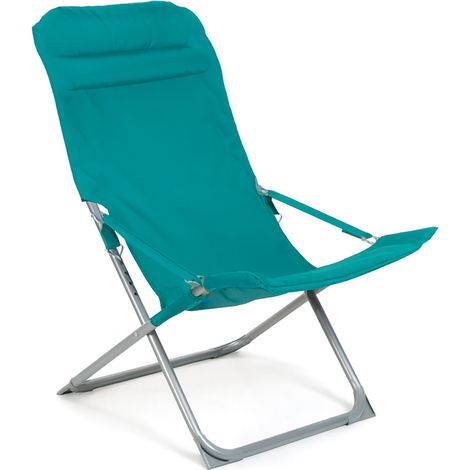 Sedia Sdraio da Giardino Canapone 92x62x98 cm Poltrona Pieghevole e Schienale Regolabile in Textilene Turchese
