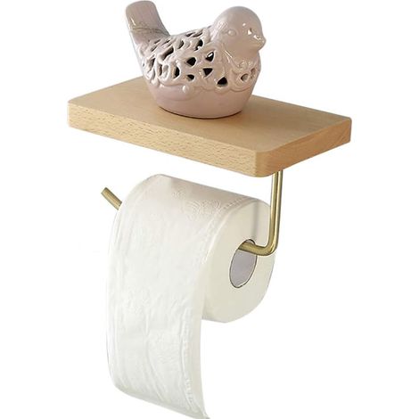 Porte-papier toilette mural en laiton massif, Porte-papier toilette avec support pour téléphone portable (1/5)