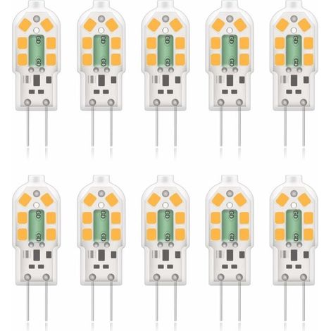 G4 2W LED-Lampe, entspricht 20W Halogenlampen, Warmweiß 3000K, 200Lm, 12x SMD, 12V AC/DC - 10er-Pack [Energieklasse A+] (1/5)