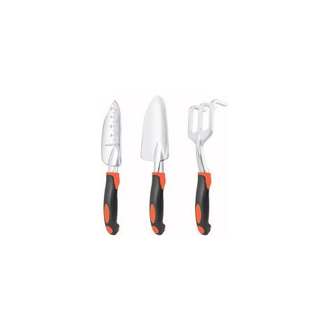 Ensemble d'outils de jardin, lot de 3 outils de jardinage robustes comprenant une pelle de jardin, une truelle à repiquer et un râteau à main. (1/5)