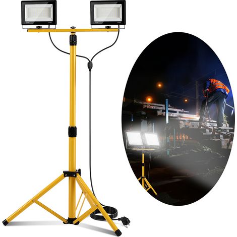 TolleTour LED Baustrahler Arbeitsleuchte 50W, LED Fluter Floodlight inkl. Stativ und 3M Kabel für Innen-und Außenbereich - 6500K Kaltweiß