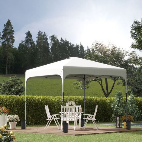 Gazebo da giardino 2,5x2,5x2,7 m con altezza regolabile, anti-UV, impermeabile, con 4 sacchi di sabbia e borsa per il trasporto, bianco. (1/5)