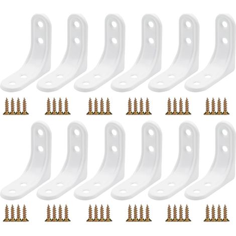12PCS White Shelf Brackets 2x2 Inch Metal L Bracket Set, Heavy Duty Shelf Support for Home, Office, Kitchen, Floating Shelves (1/5)