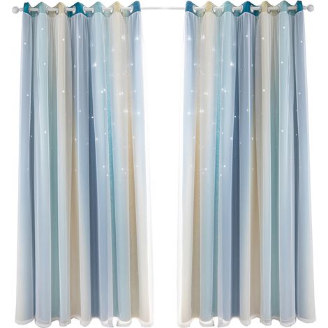 Rideau Occultant Double Épaisseur 140x250 cm - Rideau Étoilé Dégradé Thermique pour Salon Chambre Fenêtre (1/5)