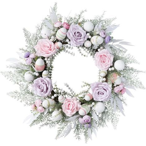 Ghirlanda di uova di Pasqua 54,9 cm – Decorazione pasquale primaverile per pareti e porte, rosa e viola (1/5)